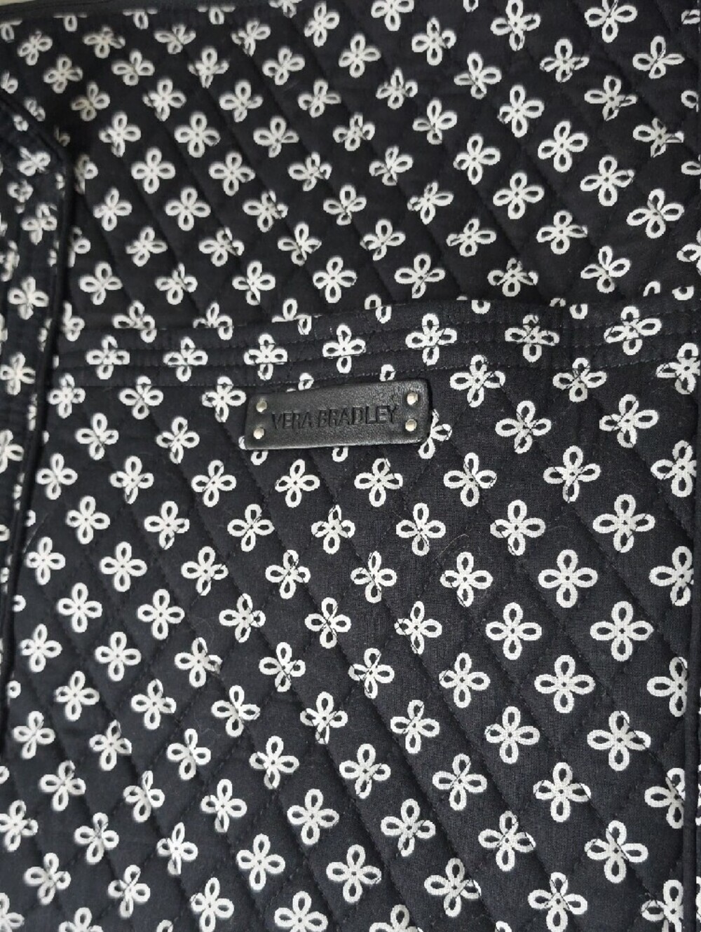 Large Black Quilted Vera Bradley Tote Bag - Picture 2 of 9